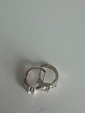 925 Silver Crystal Hoop Huggie Earrings - Women's Jewelry